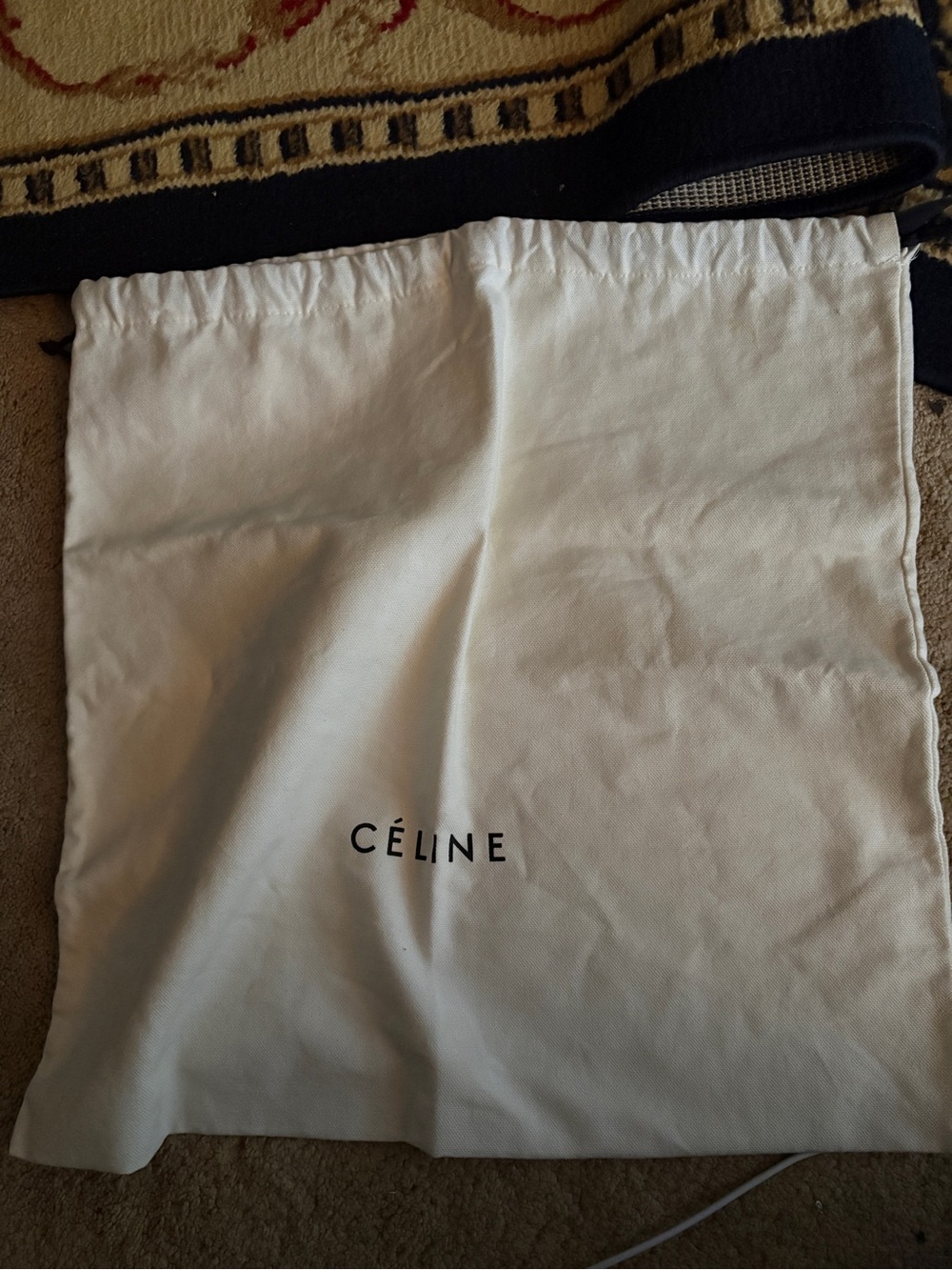 Celine White Drawstring Storage Pouch